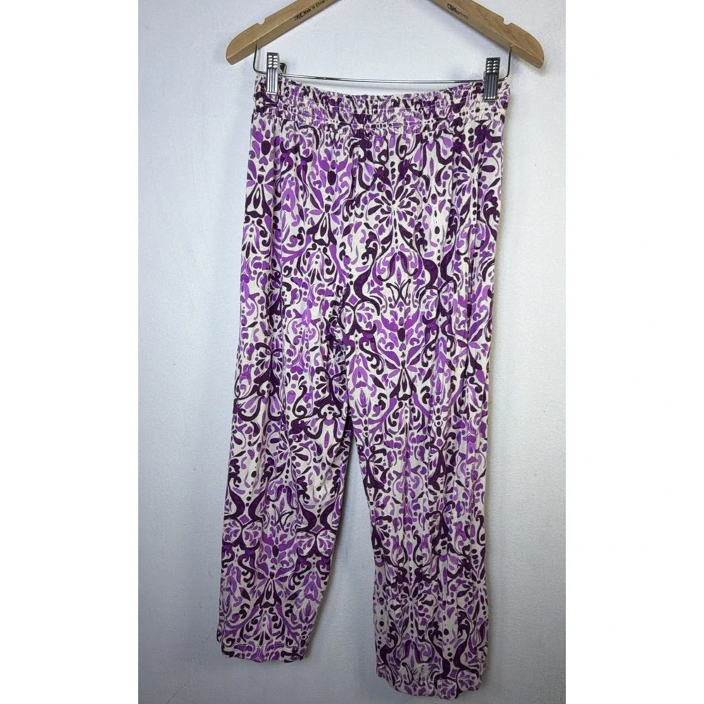 Soma cool nights top large pants medium Sleep set Purple wide leg crop pajamas